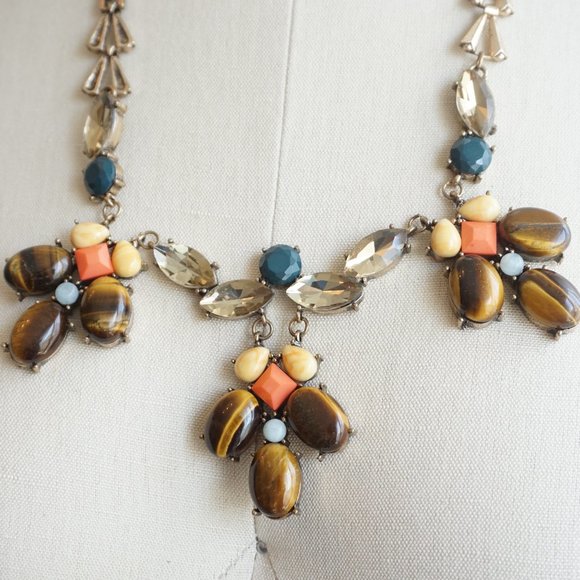 Gold and Brown Statement Necklace - Picture 2 of 4